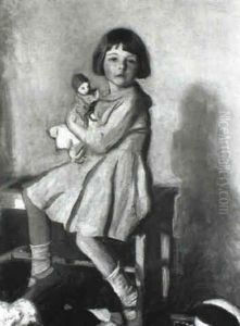 Portrait Of A Young Girl In A Pink Dress by Harrington Mann