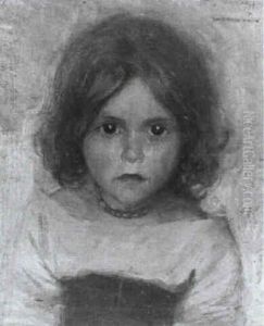 Portrait Of A Young Girl Wearing A Coral Necklace by Harrington Mann