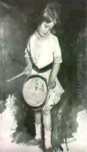 The Drummer-portrait Of The Artist's Daughter by Harrington Mann