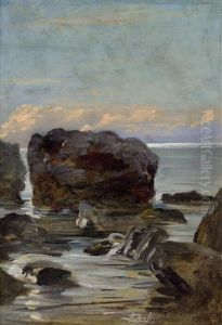 Felsen An Der Kuste Bei Capri by Adolf Mannchen