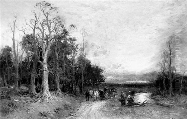 Woodland Track With Horse And Cart And Figures - view 1