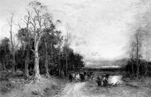 Woodland Track With Horse And Cart And Figures Woodland Track With Horse And Cart And Figures