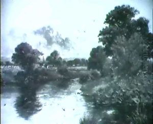 A Figure On A Track In A River Landscape by William Manners