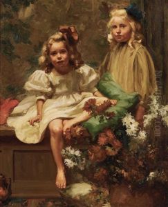 A Portrait Of The Artist's Daughters by Jean Mannheim