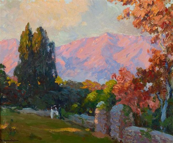Figures In An Autumn Landscape At Dusk - view 1