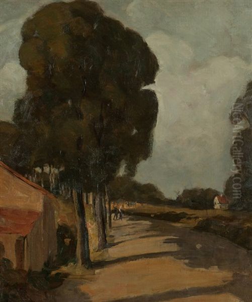 Road Through A Village With Figures - view 1