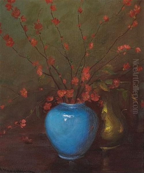 Quince In A Blue Vase - view 1