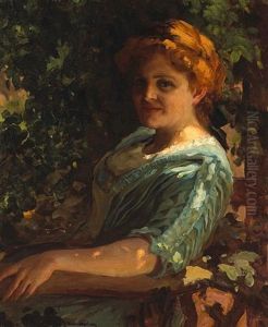 A Portrait Of A Lady In Her Garden by Jean Mannheim