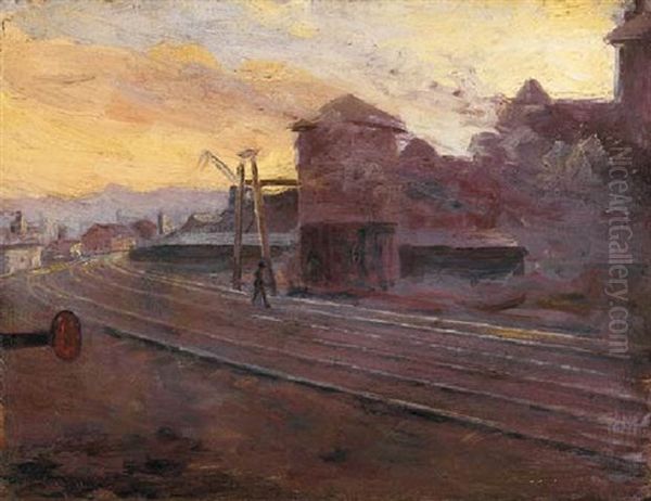 Train Yard At Sunrise - view 1