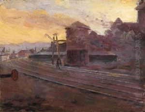 Train Yard At Sunrise
