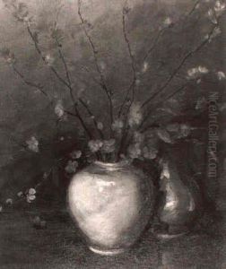 Quince In Blue Vase by Jean Mannheim