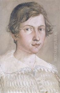 Portrait Of A Young Man In A Light Brown Jacket And Lace Collar by Giovanni Mannozzi