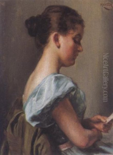 Portrait Einer Lesenden Jungen Frau - view 1