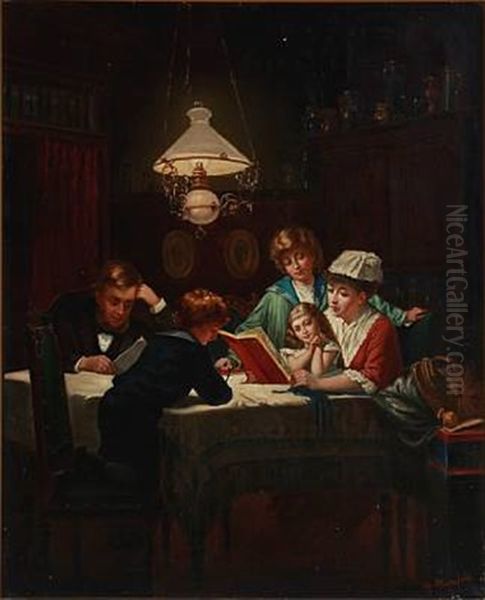 Interior With A Nurse Reading For The Family - view 1