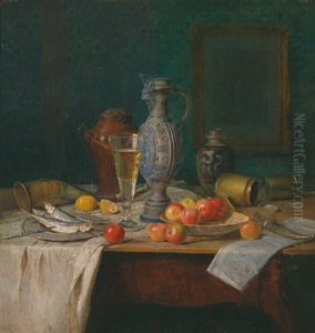 Stilleben Mit Apfeln by Josef Mansfeld