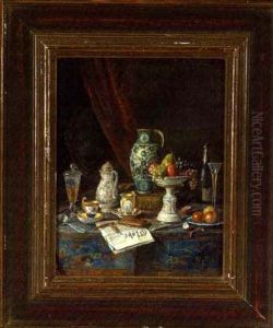 Still Life With Fruit, Champagne, Tea Service And Morning Newspaper