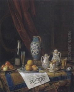 Stilleben Mit Gedeck Und Der Zeitschrift Kikeriki