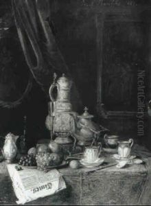 Still Life Of A Steiner, Glass, Salver With Fruit On A Draped Table by Josef Mansfeld