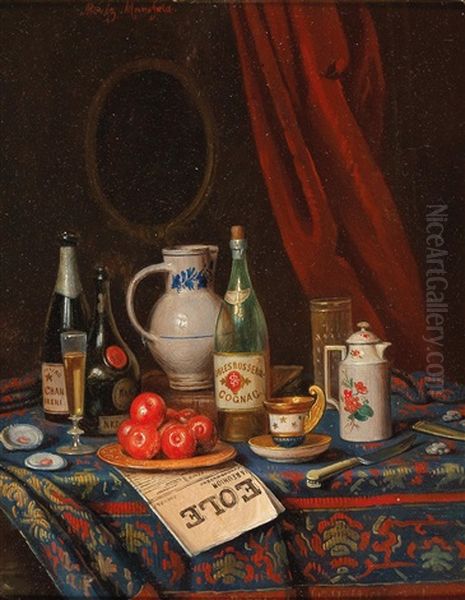 Still Life With Champagne And Brandy Bottle - view 1