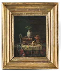 Stillleben Mit Buchern Und Gefasen by Moritz Mansfeld