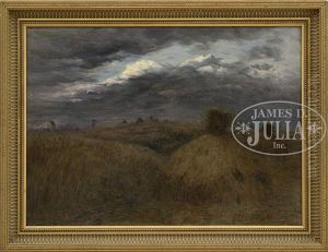 Haystacks Beneath A Stormy Sky