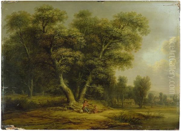 Waldige Gegend Mit Rastenden - view 1