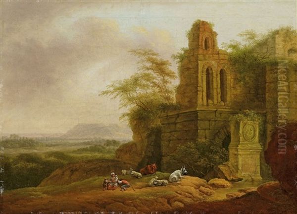 Sudliche Landschaft Mit Ruinen Und Hirten (+ Another, Similar; Pair) - view 1
