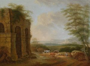 Sudliche Landschaft Mit Ruinen Und Hirtenstaffage (+ Another, Similar; Pair)