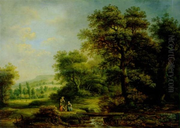 Weite Landschaft Mit Rastender Familie - view 1