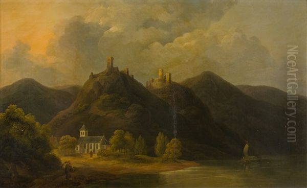 Das Kapuzinerkloster Bornhofen Mit Den Beiden Burgen Sterrenberg Und Liebenstein - view 1