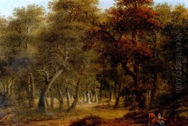 Waldlandschaft Mit Rastendem Paar - view 1