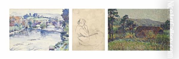 Storrington; A Riverside Village (+ A Lady Sewing, Traditionally Identified As The Artist's Wife; 2 Works) - view 1