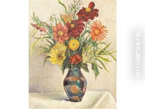 Still Life Of Flowers In A Vase On A Table (study) Still Life Of Flowers In A Vase On A Table (study)