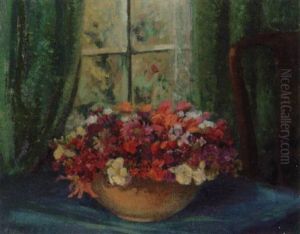 Still Life Of Flowers In Front Of A Window