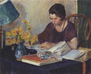 Portrait Of Mrs. Cecily Constance Hayward Writing At A Table Portrait Of Mrs. Cecily Constance Hayward Writing At A Table