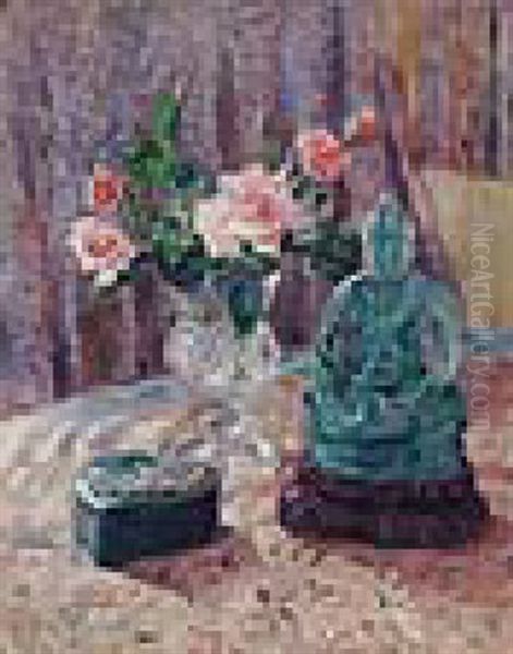 Still Life With Roses And Jade Sculpture - view 1