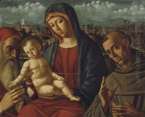 The Madonna And Child With Saints Jerome And Francis by Giovanni di Niccolo Mansueti