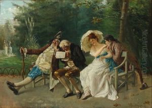Scene From A Park In Milan by Giacomo Mantegazza