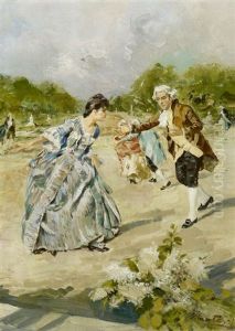 Das Rendezvous Im Garten by Giacomo Mantegazza