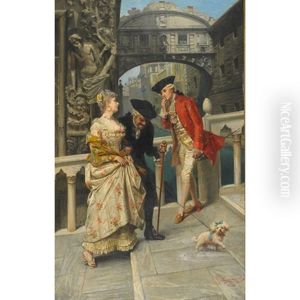 Lovers And Chaperone Meeting On The Venetian Canal Lovers And Chaperone Meeting On The Venetian Canal