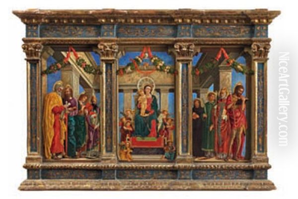 La Vierge A L'enfant Entoures D'anges (+ 2 Others; Triptych) - view 1