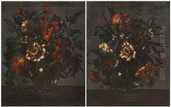 Nature Morte Con Vasi Di Fiori (pair) - view 1