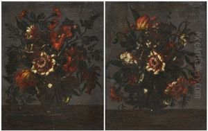 Nature Morte Con Vasi Di Fiori (pair) by Francesco Mantovano