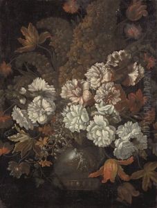 Peonie, Tulipani Ed Altri Fiori In Un Vaso by Francesco Mantovano