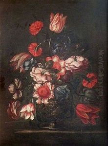 Bouquet De Fleurs Sur Un Entablement by Francesco Mantovano