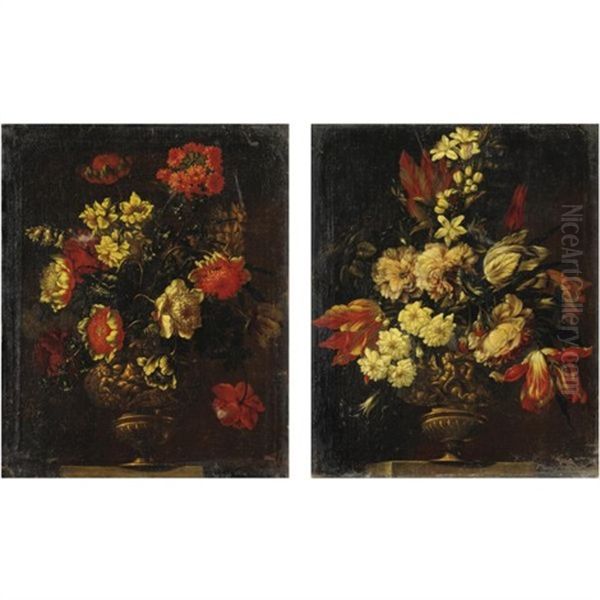 Nature Morte Con Vasi Di Fiori (pair) - view 1