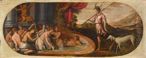 Diana And Her Nymphs Surprised By Actaeon by Tommaso Manzuoli