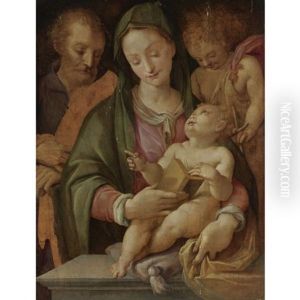 Holy Family With The Infant John The Baptist by Tommaso Manzuoli