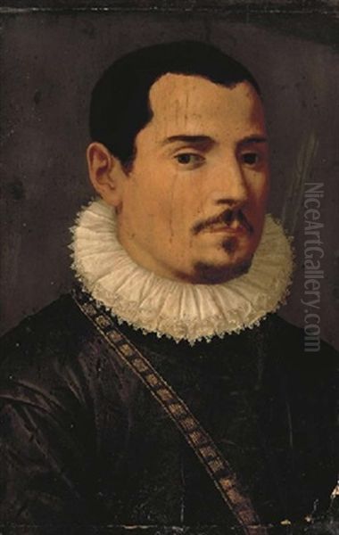 Portrait Of A Gentleman, Bust-length, In A Black Doublet And A Lace Ruff - view 1