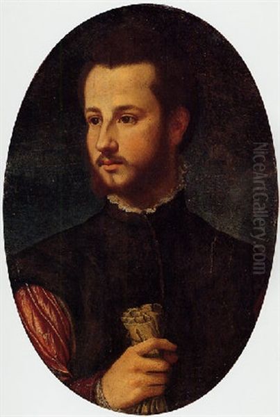 Portrait Of A Gentleman Holding Gloves - view 1